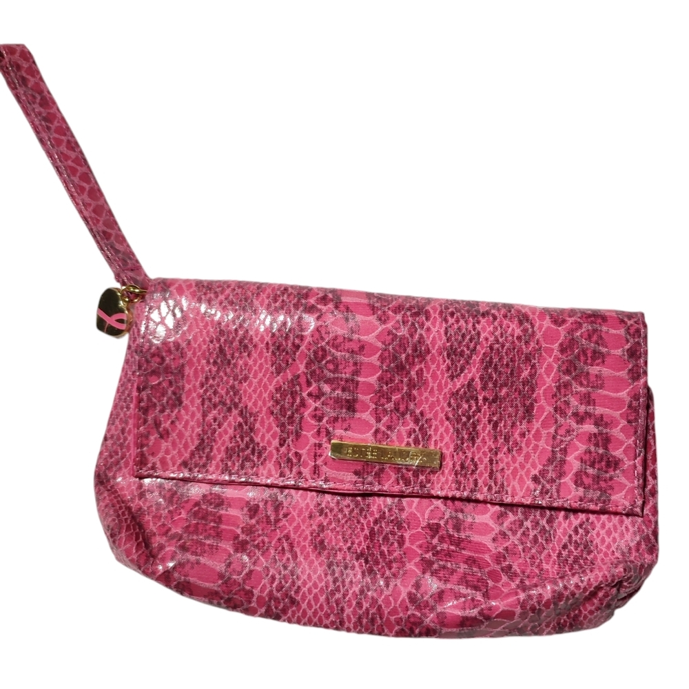 3 For 15$ Estee Lauder Pink Snakeskin Clutch Pouch Wristlet New